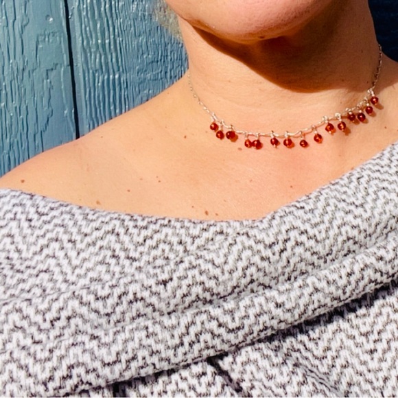 Sterling Amber Necklace - Picture 1 of 5